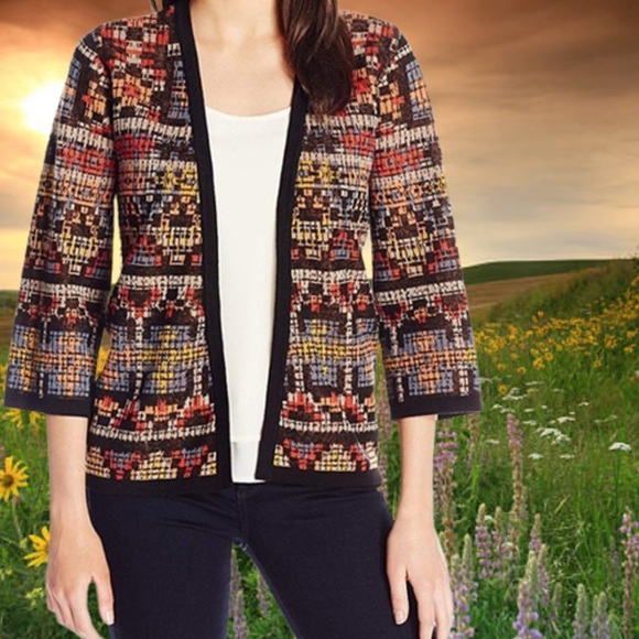 Pendleton Sweaters - Pendleton Geometric Open Front Cardigan Size XL PETITE
